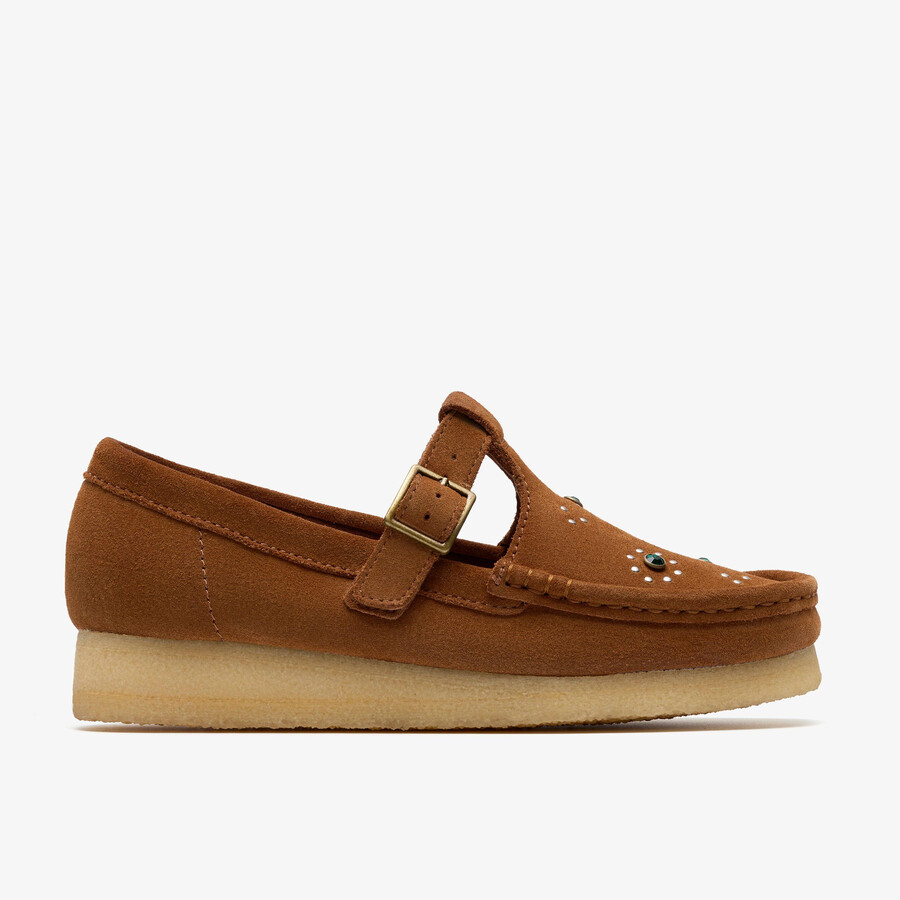 wallabee t-bar - bruinoranje suède